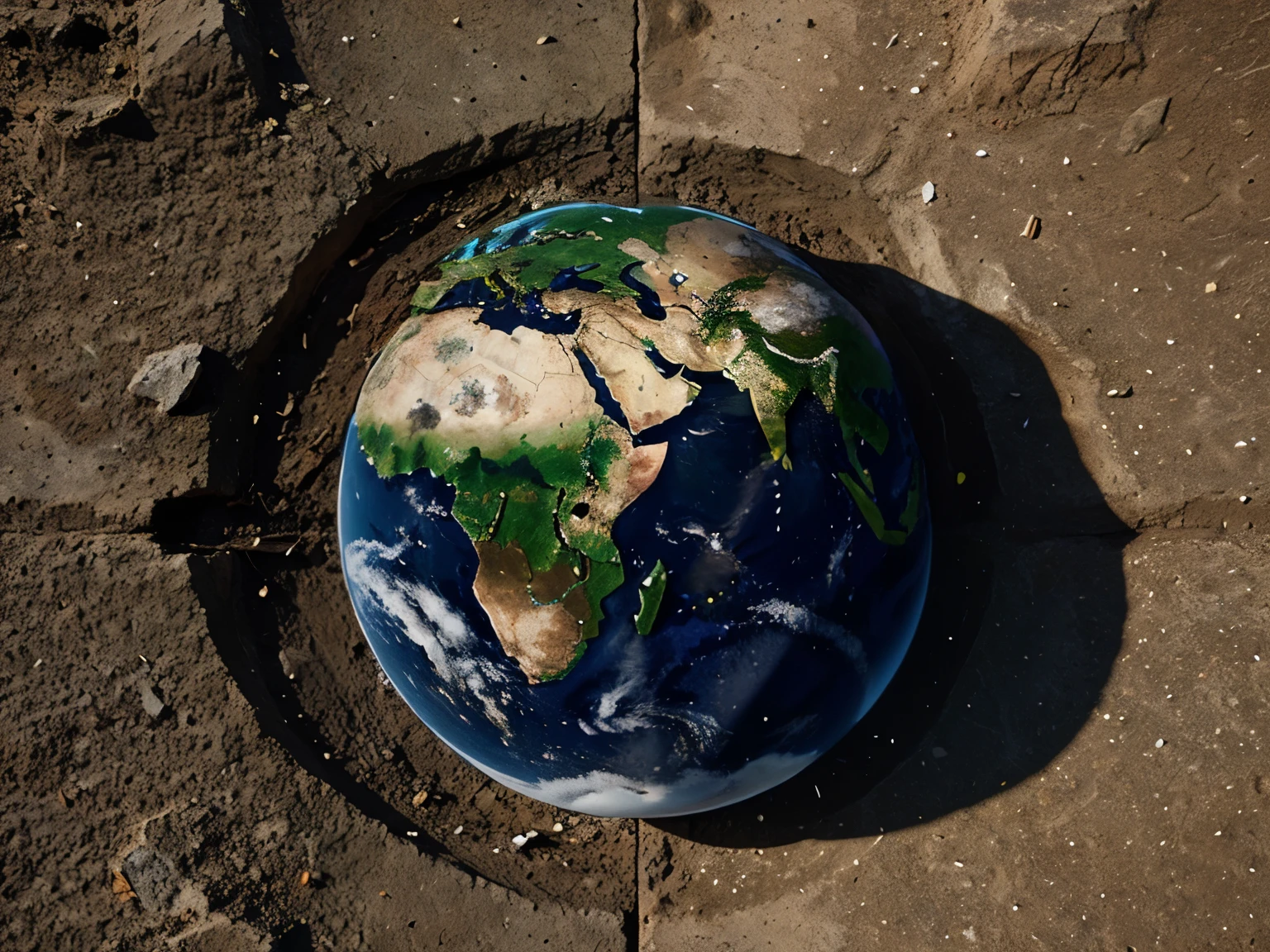 Earth as Focus:
• An artistic depiction of the planet Earth, showing two sides: one side is fertile and green, the other side is dry and barren.
• Elements such as water, leaves and fauna must be included for