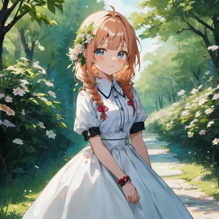 Anime girl in white dress standing on a path in the forest,  in dress, Beautiful anime girl, Cute anime waifu in a nice dress, Cute anime girl, Beautiful Anime Portrait, portrait of cute anime girlbabes, Portrait Anime Girl, pretty anime girl, portrait of cute anime girlbabes, young anime girl, Anime visuals of cute girls, anime style 4 k