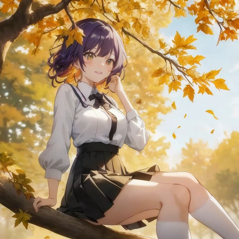 Anime girl sitting on a tree branch in the forest, Smooth Anime CG Art, ilya kuvshinov landscape, Anime visuals of cute girls, anime style 4 k, 4k anime wallpaper, Anime art wallpaper 8k, beautiful anime high school girl, best anime 4k konachan wallpaper, anime art wallpaper 4k, anime art wallpaper 4k