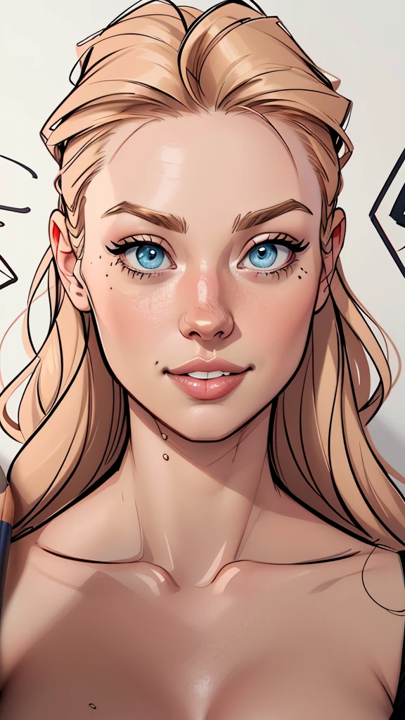 Female style Deborah Ann Woll beautiful breasts symmetrical medium breasts Fiona with war marks Cartoon image of a woman .Ilustra??o estilo desenho animado, estilo de arte dos desenhos animados, estilo de arte dos desenhos animados, digital illustration style, estilo um close de uma mulher com cabelos loiros e olhos azuis, rossdraws global illumination, Ross Draws 1. 0, style digite germe, digite germe and atey ghailan, Retrato de RossDraws, digite germe style, even model | digite germe, extremely detailed digite germe, Ross Draws 2. 0, digite germe detailed do