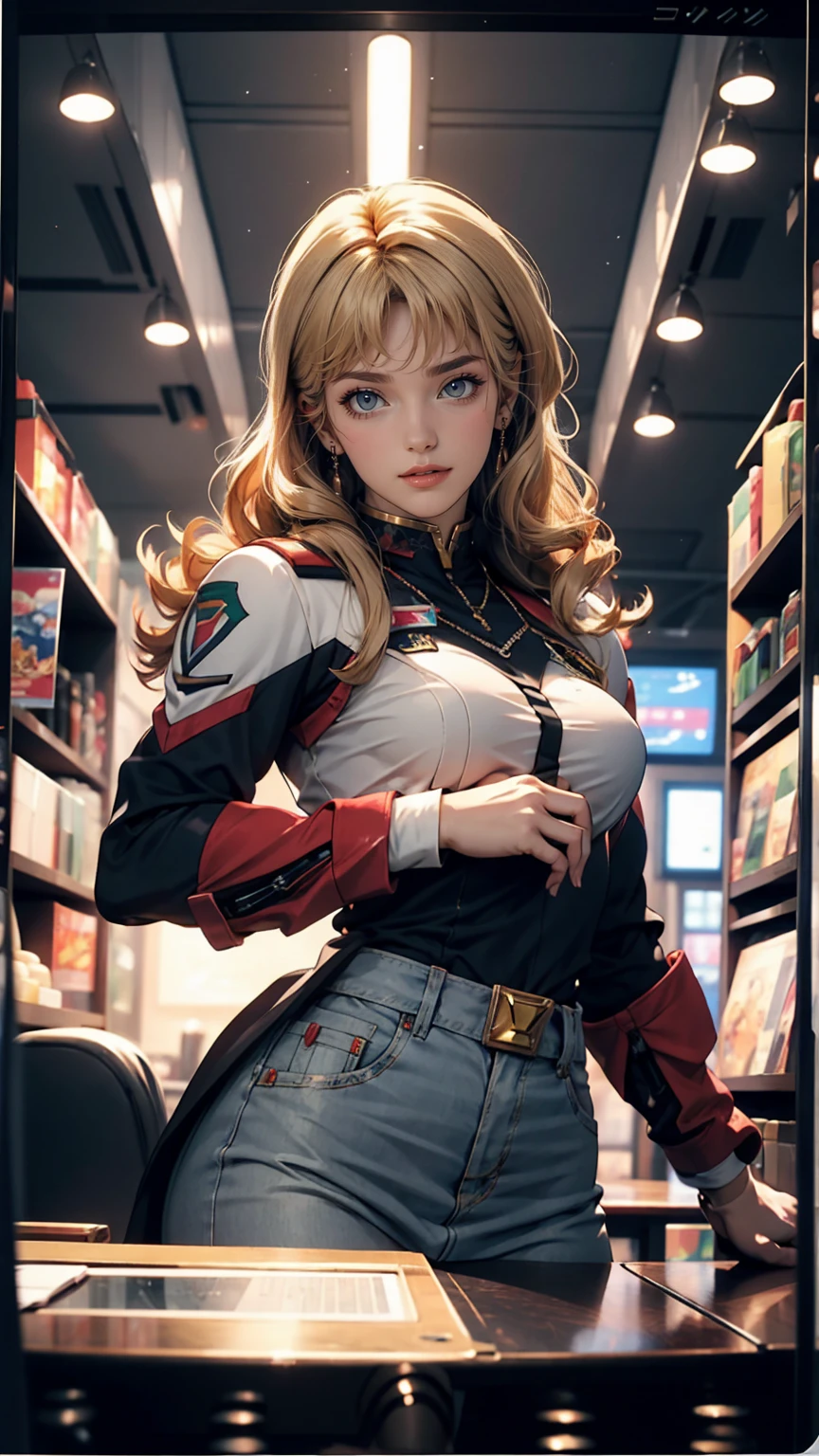 Sayla Mass from Mobile Suit Gundam、Wearing the Earth Federation's pink uniform、mini skirt