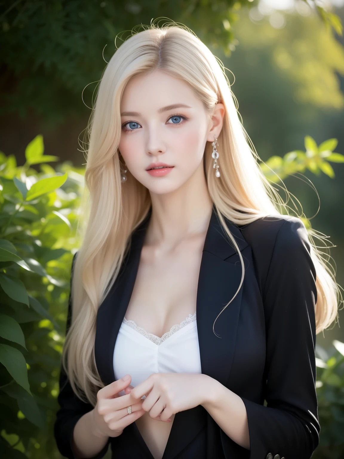 幻想的な空間に佇むbeautiful女性, ((Succubus:1.3)), 98k, {{masterpiece}}, highest quality, expensive quality:1.4), {{[[Front view}}, eye_touch,Multiple photo poses)]], Very cute face, and very pretty eyes, Cute Images, Cute Images, {{Half Body}}, {{{{{{{{Long legs}}}}}}}}, {{{{Sexy Body}}}}, {{{{{{背のexpensive女性}}}}}}, {{Height: 177cm}}, alone, beautiful, Lovely, Adorable, Pale skin, {{18〜22 year old German woman}}, look beautiful German girl and blue eyes or green eyes with platinum blonde hair color), Scandinavian German women, {{{{{{{{{{Half Girl}}}}}}}}}}, {{{{{{{{{{expensive_Heel}}}}}}}}}},Large Breasts，Cowboy Shot