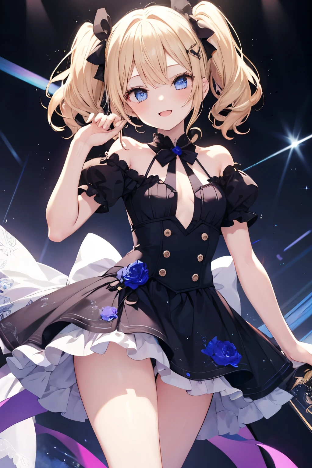 Blonde、Blue Eyes、girl、Small breasts、Twin tails、girl、Small breasts、Lolita、Bright smile、Looks about ************、Petan Musume、He is short、目のhighlight、Sexy thighs、Idol、Mine-based costumes、Your eyes are so beautiful、highlight