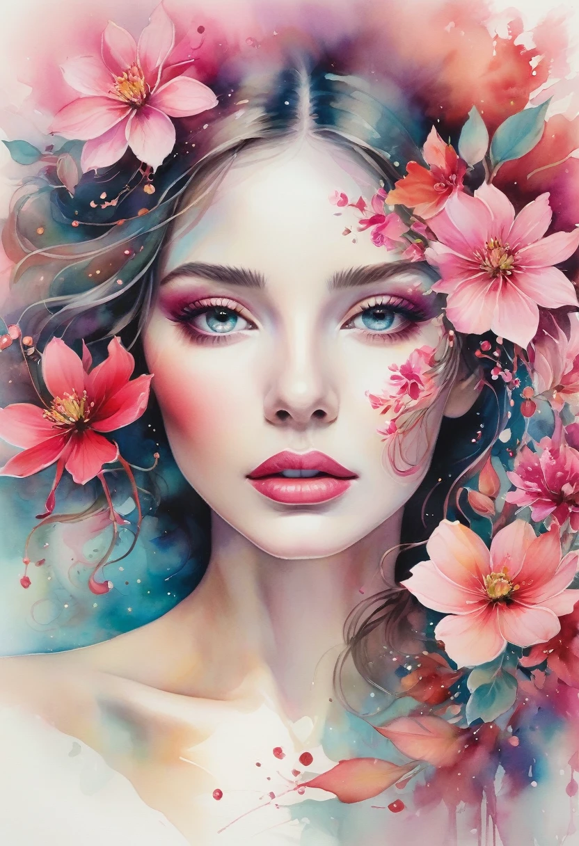 attractive young girl with peonies ((Steve Hanks style)), ((oil painting)), Bright color, ((tmasterpiece)), Impression, Extreme Detail, perspective, 8k