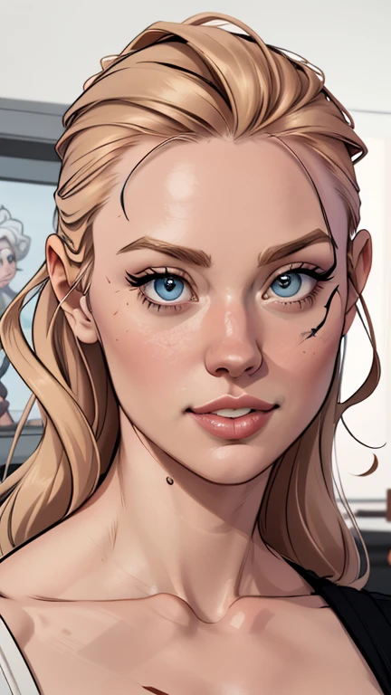 Female style Deborah Ann Woll beautiful breasts symmetrical medium breasts Fiona with war marks Cartoon image of a woman .Ilustra??o estilo desenho animado, estilo de arte dos desenhos animados, estilo de arte dos desenhos animados, digital illustration style, estilo um close de uma mulher com cabelos loiros e olhos azuis, rossdraws global illumination, Ross Draws 1. 0, style digite germe, digite germe and atey ghailan, Retrato de RossDraws, digite germe style, even model | digite germe, extremely detailed digite germe, Ross Draws 2. 0, digite germe detailed do