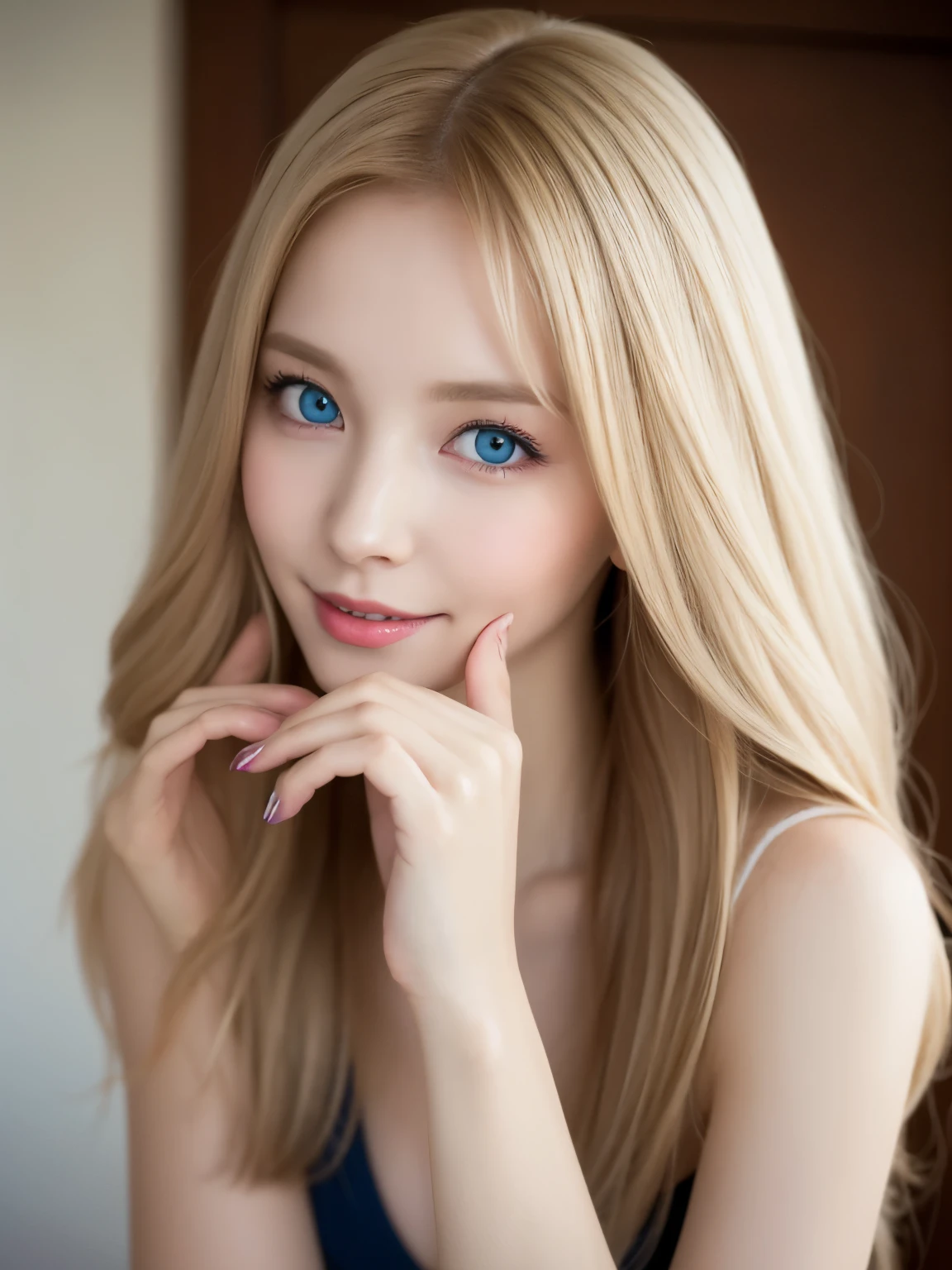 幻想的な空間に佇むbeautiful女性, ((Succubus:1.3)), 98k, {{masterpiece}}, highest quality, expensive quality:1.4), {{[[Front view}}, eye_touch,Multiple photo poses)]], Very cute face, and very pretty eyes, Cute Images, Cute Images, {{Half Body}}, {{{{{{{{Long legs}}}}}}}}, {{{{Sexy Body}}}}, {{{{{{背のexpensive女性}}}}}}, {{Height: 177cm}}, alone, beautiful, Lovely, Adorable, Pale skin, {{18〜22 year old German woman}}, look beautiful German girl and blue eyes or green eyes with platinum blonde hair color), Scandinavian German women, {{{{{{{{{{Half Girl}}}}}}}}}}, {{{{{{{{{{expensive_Heel}}}}}}}}}},Large Breasts，Beautiful belly button，Beautiful pelvis，Smiling