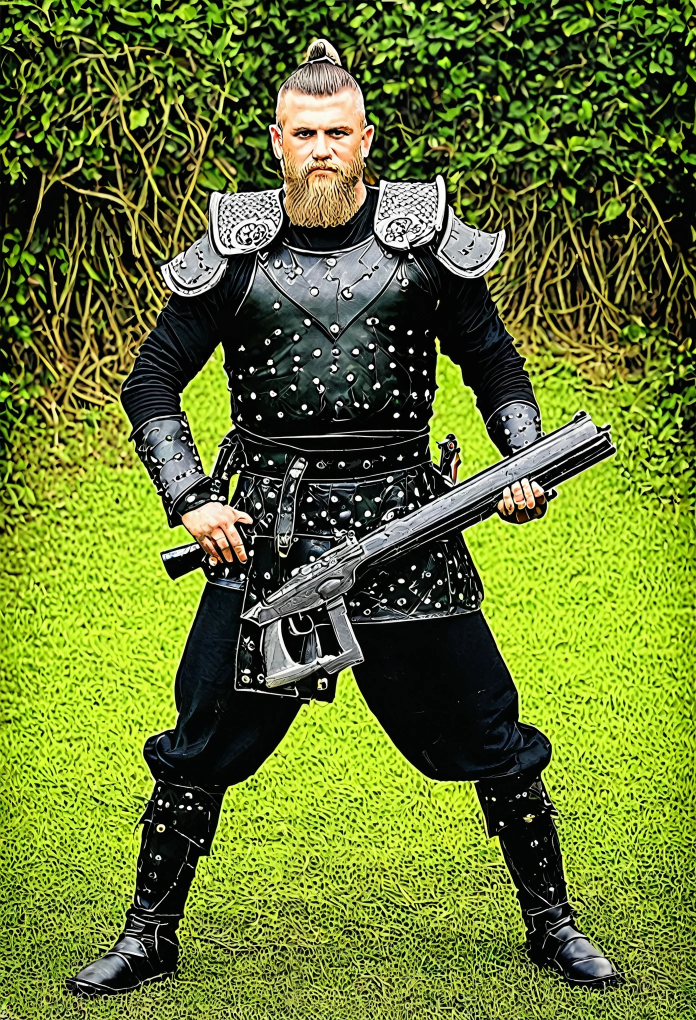combine into a single weapon, essas duas armas, Machado viking com o mangual com duas bolas pontudas