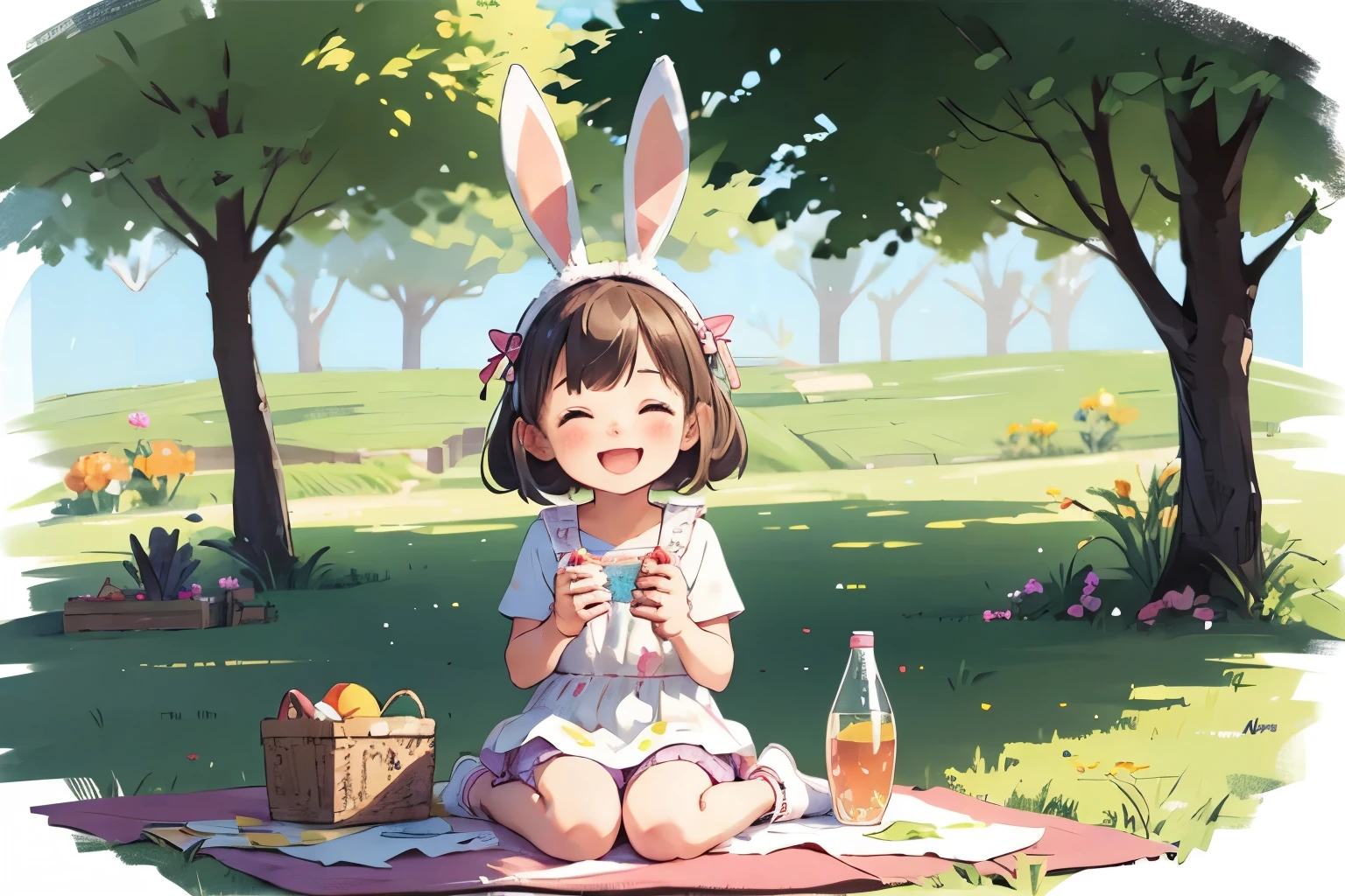 (Bunny ears headband), , fun, play, smile, nature, bright, Innocence, Friendly, friend, colorful, Happy, Outdoor, fine, Lively, Friendly, picnic, happy, A good friend, fineいっぱい, adventure, cute, Adorable, laughter, happiness, Joyful, Childlike innocence, Pure, Active