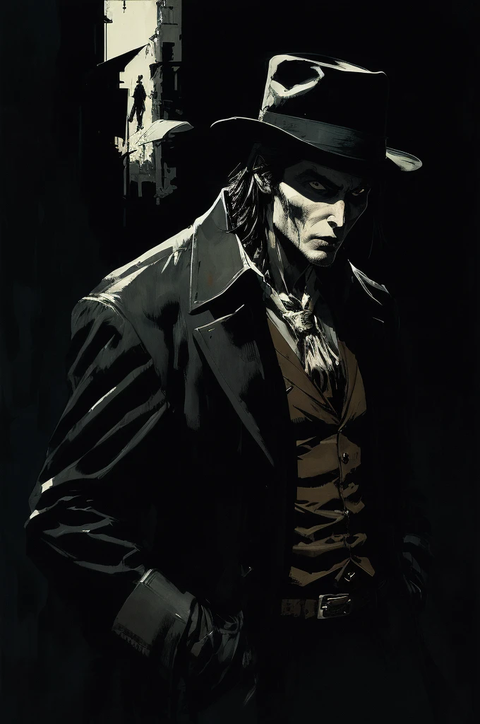 (Ashley Wood Style), a vampire, Man, in Hat