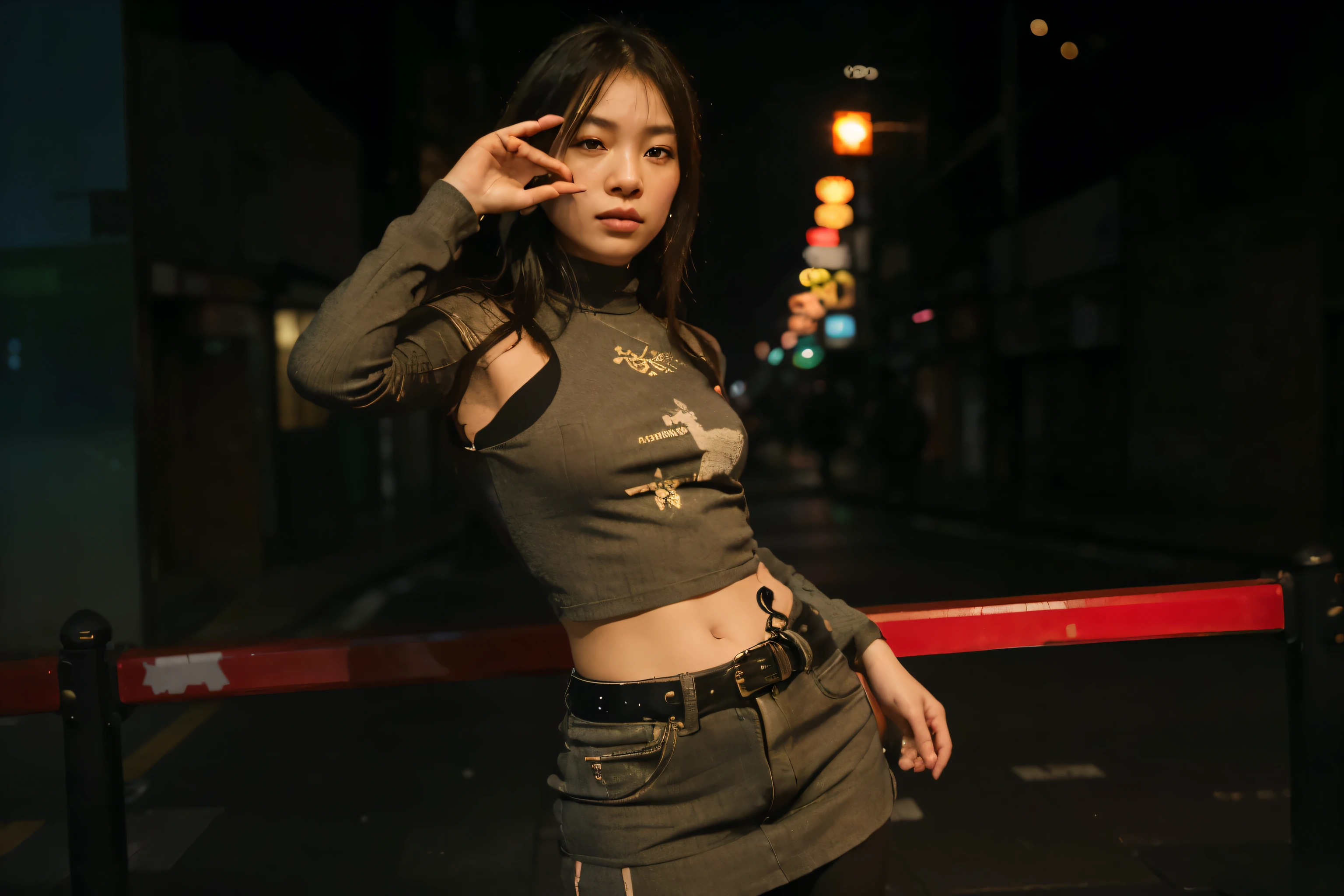 (Best quality, 8k, 32k, Masterpiece, UHD:1.2) "Imagine an empty night street in Shibuya, Japan, renowned for its typically bustling atmosphere. Now, envision this iconic location completely devoid of people, capturing a rare and serene moment of stillness. The scene is illuminated by the vibrant glow of neon signs and digital billboards, casting a kaleidoscope of colors onto the deserted streets.
Describe the iconic Shibuya Crossing, usually filled with a sea of pedestrians, now eerily quiet and empty. The traffic lights continue their regular cycle, changing from red to green, but there are no cars or people to obey their signals. The buildings surrounding the crossing, adorned with massive video screens and advertisements, still flash and display vibrant visuals, adding to the surreal emptiness of the scene.
The streets are lined with a mix of modern skyscrapers and traditional shops, their facades lit up by a myriad of lights. Small izakayas (Japanese pubs) and ramen shops emit warm, inviting glows, though their interiors are now vacant. Stylish cafes and boutiques remain illuminated, showcasing their displays to a nonexistent audience.
Capture the unusual quietness of Shibuya at night, where the usual cacophony of city sounds is replaced by a peaceful silence. The absence of people creates a stark contrast against the lively, illuminated backdrop. Highlight the subtle details—the reflections of neon lights on the wet pavement, the gentle hum of electronics, and the soft rustling of a breeze through the empty streets.
This empty street in Shibuya at night is a unique blend of urban energy and serene stillness, a moment frozen in time where the vibrant city lights illuminate the quiet, untouched beauty of one of Japan’s most famous districts." ((dramatic Lighting)) ((empty streets))
