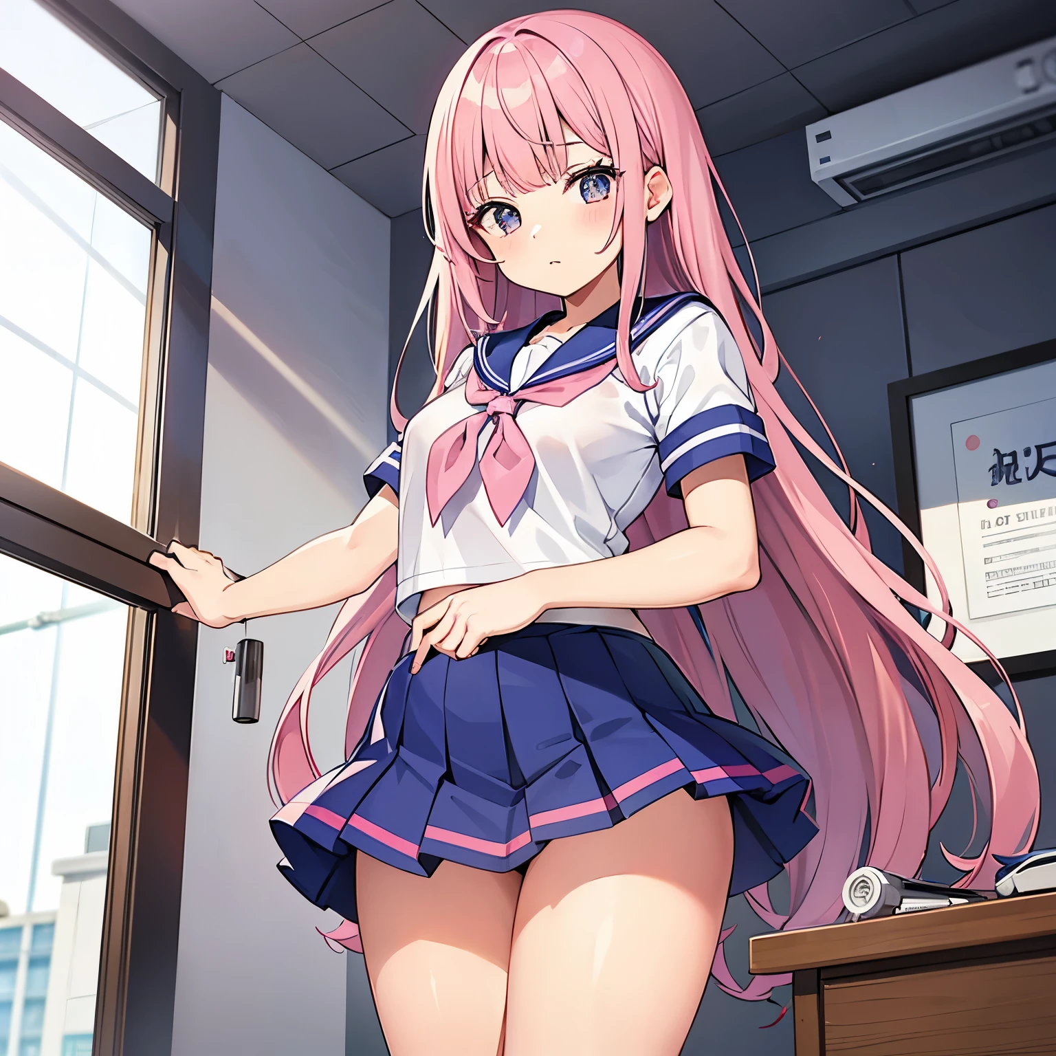 A pink-haired high school girl in a sailor uniform receives a vaccination、A man grabs your arm、Take the syringe and stick it into your upper arm.。.