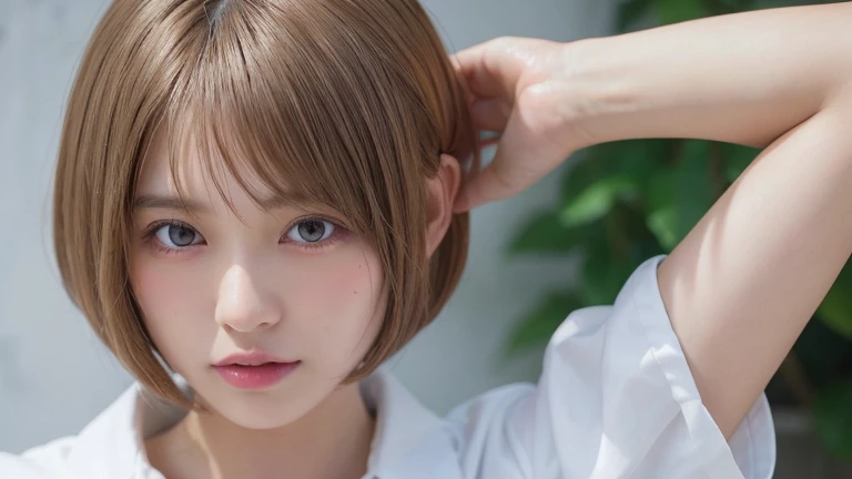 (Bob Cut Hair, Platinum Blonde Hair:1.2),(Wearing school uniform:1.2),1 girl,Japanese,21 years old,(Small breasts:1.3),(highest quality,masterpiece:1.3,超A high resolution,),(Ultra-detailed,Caustics),(Photorealistic:1.4,RAW shooting,)Ultra-Realistic Capture,Very detailed,High resolution 16K human skin close-up。 Natural skin texture、,Pores、、It needs to be detailed enough to be easily identifiable。 Skin should be even-toned and healthy looking。 Use natural light and colour, Sad expression, Looking at the camera, Perfect dynamic composition, Outdoor