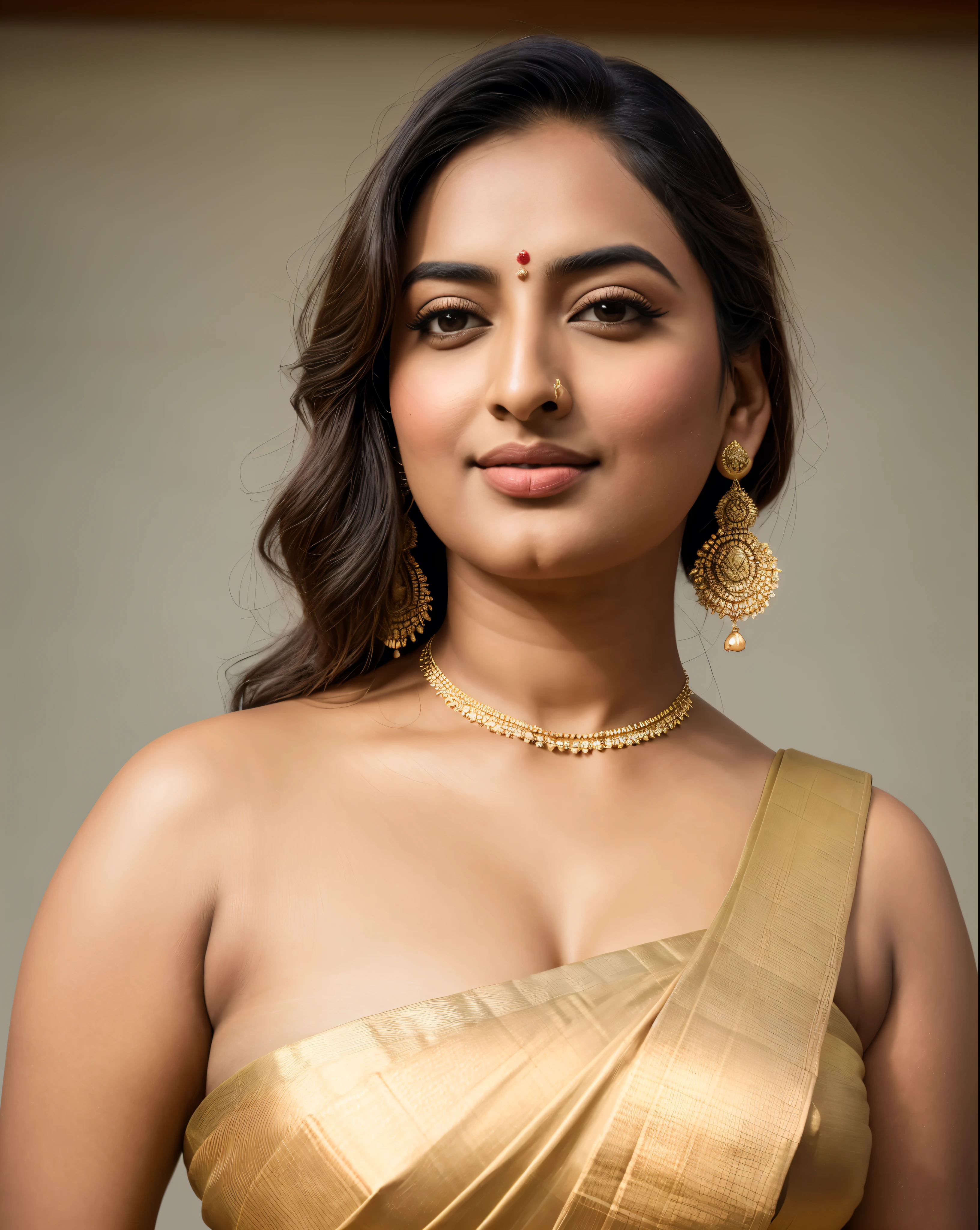 Foto RAW, photorealistic, photography, full body shot, master shot, perfect eyes, goddess like beauty, pierced eyes, perfect thick chubby mallu Desi aunty bhabhi, Wearing a Stanapatta, a chest-band.Saree model, model Photography, Indian saree shoot, Indian traditional wear advertising photography, traditional wear brand shoot, face of Indian actress Sonakshi Sinha, masterpiece, realistic, realism, incredible details, pleasure, photorealism, detailed skin, skin pores, high contrast, photorealistic Artstation 8k HD digital art trend of high definition and detailed realistic skin texture, ultra detail, realistic skin texture, armature, best quality, ultra high definition, (photorealistic:1.4),, high resolution, detail, raw photo, sweat, Re sharp, by Lee Jefferies Nikon D850 Film Stock Photo 4 Kodak Portra 400 Camera F1.6 Lens Rich Color Ultra Real Realistic Realistic Textures Dramatic Lighting Unreal Engine Trending at Art Station Cinestill 800,(pele altamente detalhada: 1.2), 8k UHD, DSLR, soft-lighting, alta qualidade, grain of film, Fujifilm XT3,she didn't like to wear blouse or bra, she is happy to wear only saree, she hates blouse or bra, detailed hairy armpits, hyper realistic skin, skin pores, sweat, veins,