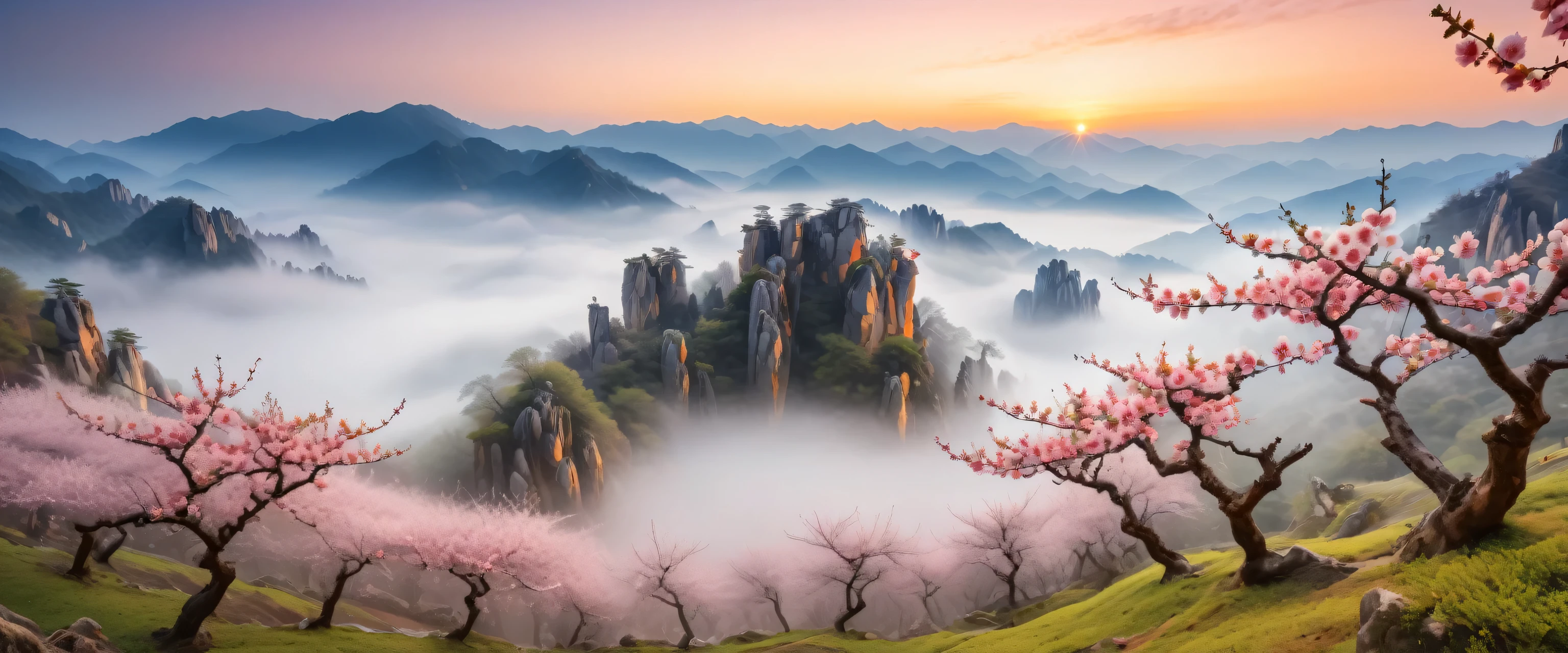 Black and White Photography,Stereoscopic photography,Large depth of field,High Definition,Scenery photography,National Geographic award-winning works,8k,George Digarakis,peach,(Exquisite big peach blossom),(Peach blossom close-up),Flying peach blossoms,Full of peach blossoms,(溪Running Water),(Running Water)(Odd-shaped tree trunks and branches),Strange Stone Forest,(fog),(Big fog),Layer upon layer of mountains,Cool and warm colors,(RAW photos,best quality),(Reality,Photo reality:1.3),masterpiece,Extremely beautiful,high resolution,The original,Perfect lighting,(RAW photos,Best quality),(reality,Photo reality:1.3),masterpiece,Extremely exquisite and beautiful,high resolution,Original,Perfect lighting,(Extremely detailed CG:1.2),Unite,2k wallpaper,Amazing,Fine details
