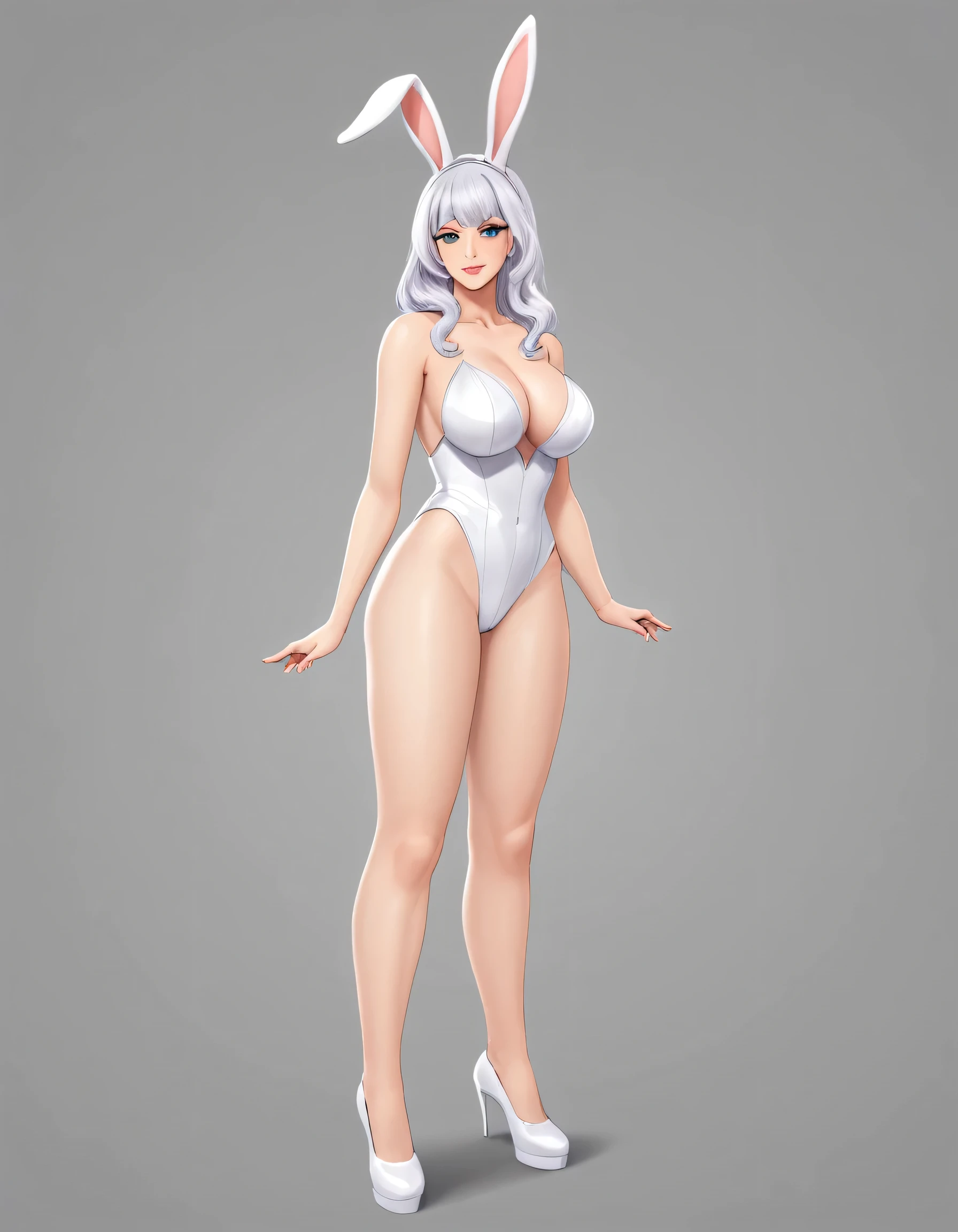 masterpiece, best quality, very aesthetic, absurdres, full body shot, 1woman, beautiful busty milf, Bunny girl costume, detailed highest part of bunny ears, night club, focus on bunny's ears