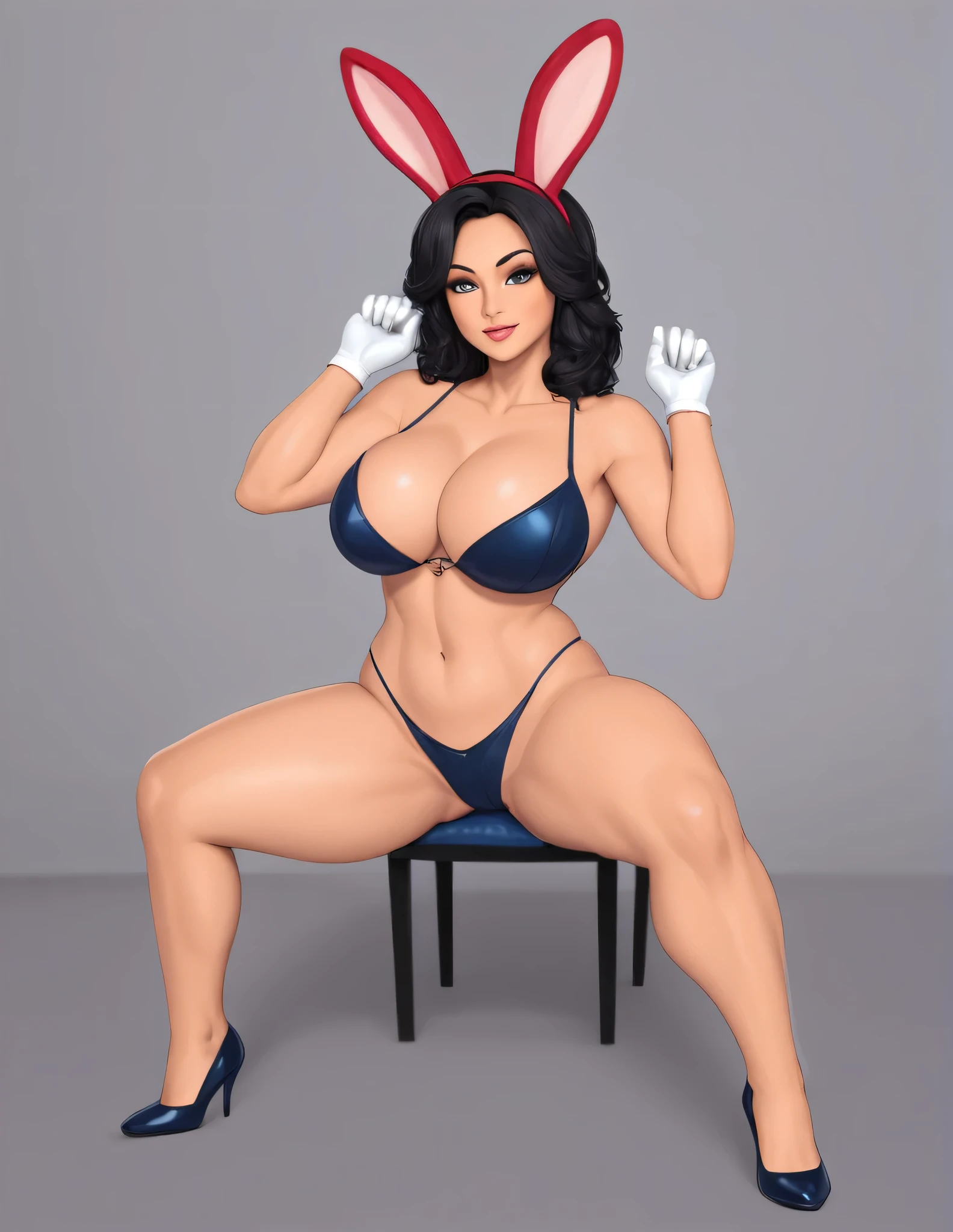 masterpiece, best quality, very aesthetic, absurdres, full body shot, 1woman, beautiful busty milf Bunny, detailed highest part of bunny ears, night club, focus on bunny's ears