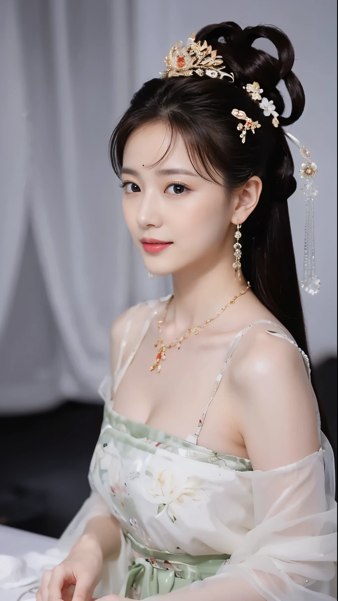 ((masterpiece, Top image quality, high resolution、solitary、radiant skin))(on the table, best quality, actual, Super detailed, meticulous, high resolution, 8k wallpaper), Close-up portrait of a beautiful woman, like, Smile, Light brown messy hair, Perfect dynamic composition, 美丽meticulous的眼睛, Like the cover of a fashion magazine, On Campus