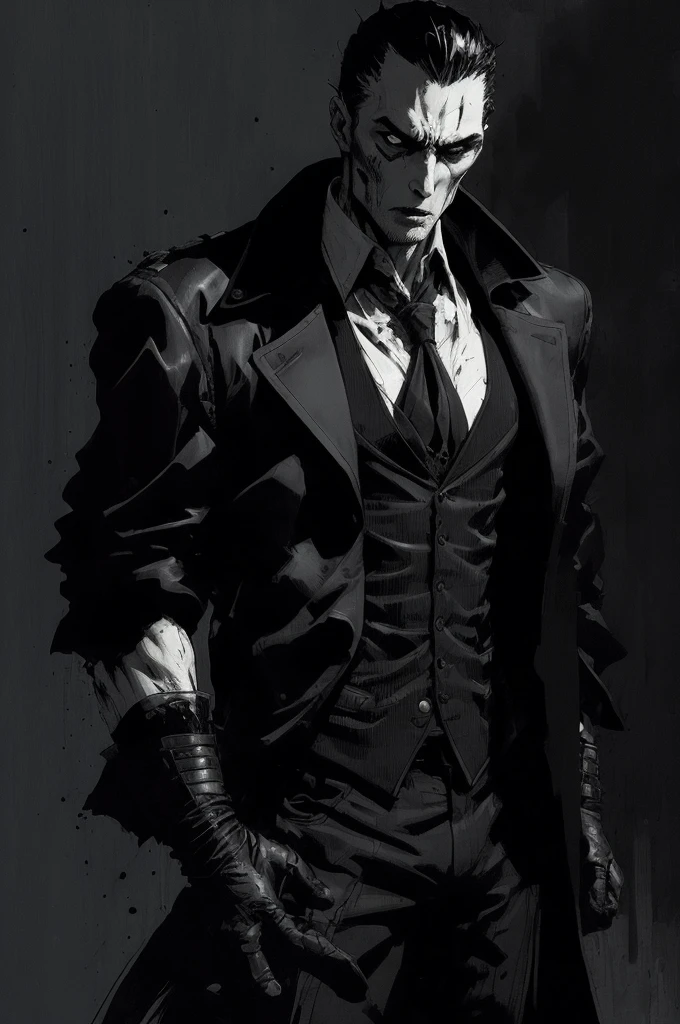 (Ashley Wood Style), a vampire, Man, in a vest