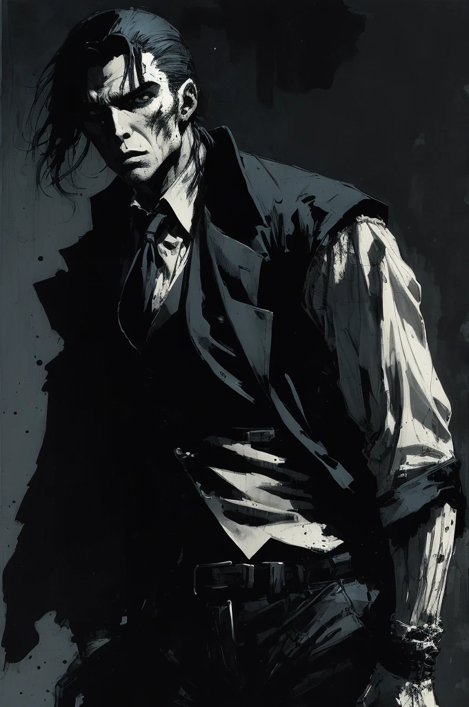 (Ashley Wood Style), a vampire, Man, in a vest