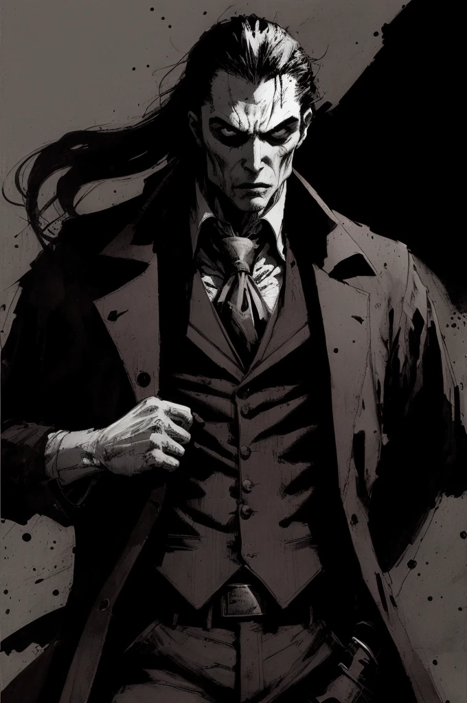 (Ashley Wood Style), a vampire, Man, in a vest