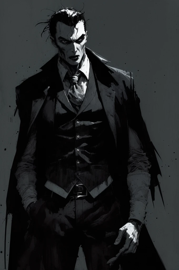 (Ashley Wood Style), a vampire, Man, in a vest