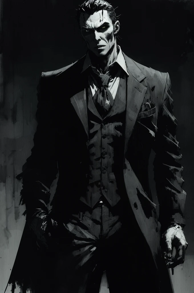 (Ashley Wood Style), a vampire, Man, in a vest