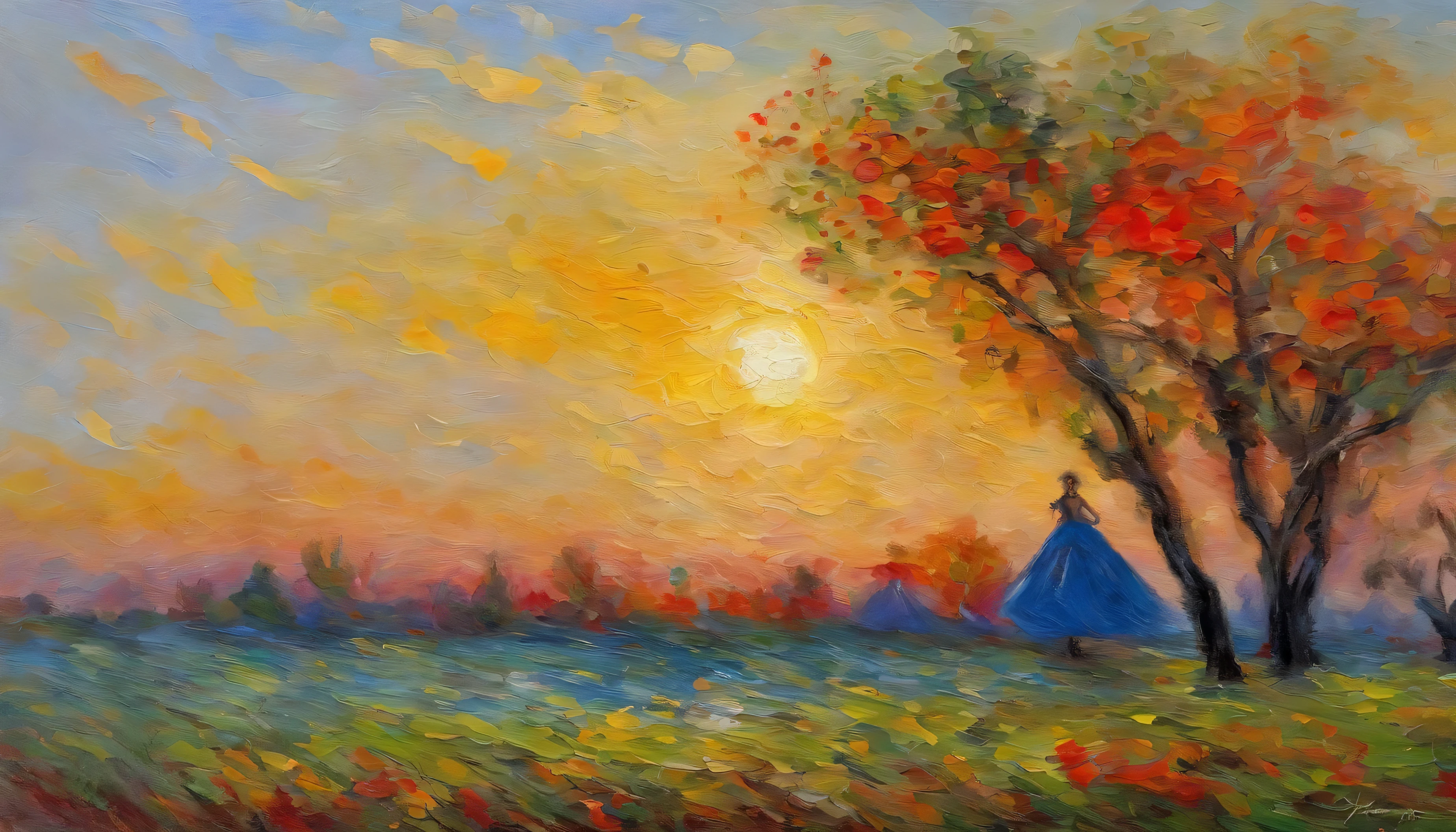 masterpiece、top-quality、Impresionismo,Paintings by professional painters,Claude Monet,Hinageshi Field,colourfull