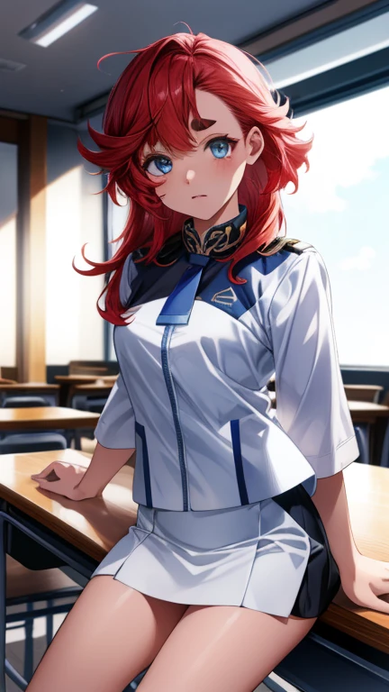 Tabletop, highest quality, Tabletop, Attention to detail, detailed face, detailed eyes, Rendered eyes, Perfect Eyes, Hip line, Ambient Occlusion, Clear images, detailed, wonderful,8k,8k Wallpaper,8k background, Attention to detail肌, High resolution,
One Girl, alone,Shame face、 Deleting emails, ((Asticasia White 、mini skirt)), ((Redhead、blue eyes))、(classroom)、Sit at the table、Panty shot、Cute Panties:1.3