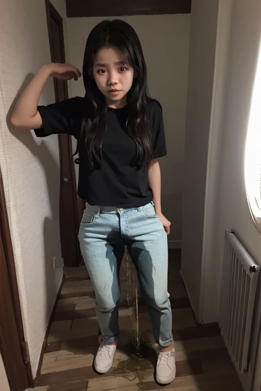 Indonesia Girl sees the ghost and pees her pants in fright.