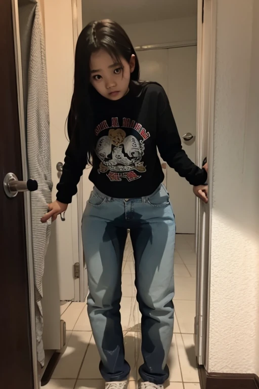 Indonesia teen Girl sees the ghost and pees her pants in fright.