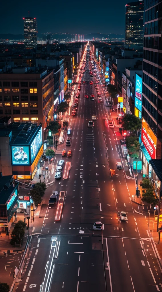 City night view，Lively，Optics，Shadowy，Awardoon，Ultimate beauty，8k，wallpaper，Neon Light，Traffic congestion，Ultimate detail、High-quality images