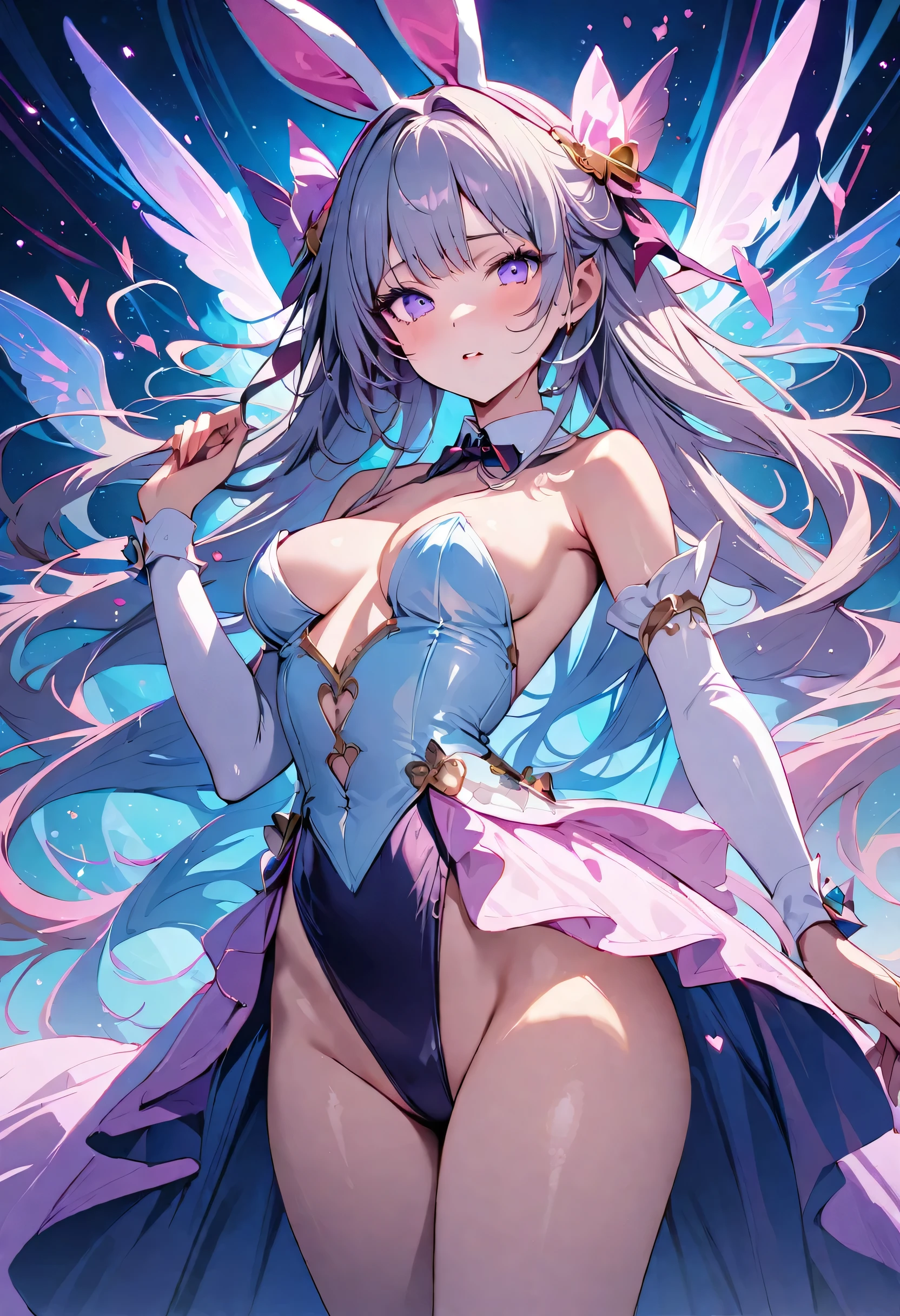 masterpiece, best quality, novel illustration, highres, 18+ mature content, sensual, intimate, emotional, passionate, romantic, sweet, endearing, innocent, pure, captivating, alluring, enticing, mysterious, enchanting, captivating, immersive, mesmerizing, dreamlike, surreal, imaginative, whimsical, artistic, avant-garde, timeless, elegant, sophisticated, chic, refined, unique, original, mesmerizing, magical, spellbinding, entrancing, ((cowboy shot)),((bunny girl:1.3))