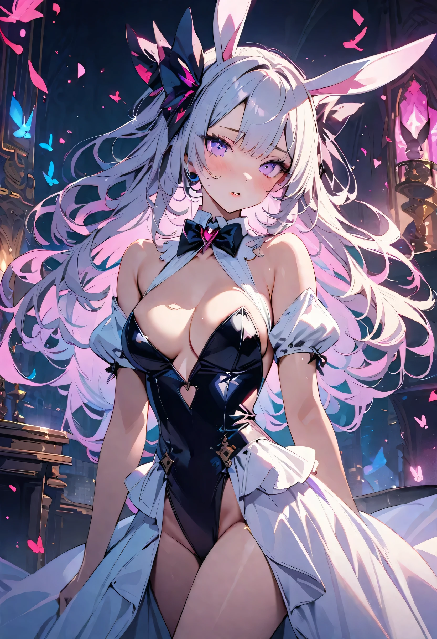 masterpiece, best quality, novel illustration, highres, 18+ mature content, sensual, intimate, emotional, passionate, romantic, sweet, endearing, innocent, pure, captivating, alluring, enticing, mysterious, enchanting, captivating, immersive, mesmerizing, dreamlike, surreal, imaginative, whimsical, artistic, avant-garde, timeless, elegant, sophisticated, chic, refined, unique, original, mesmerizing, magical, spellbinding, entrancing, ((cowboy shot)),((bunny girl:1.3))