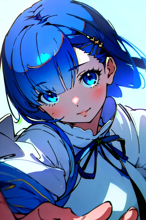 (masterpiece, highest quality, High resolution:1.2), One Girl, alone,Ram,(close)、blue eyes、Blue Hair、Seductive pose