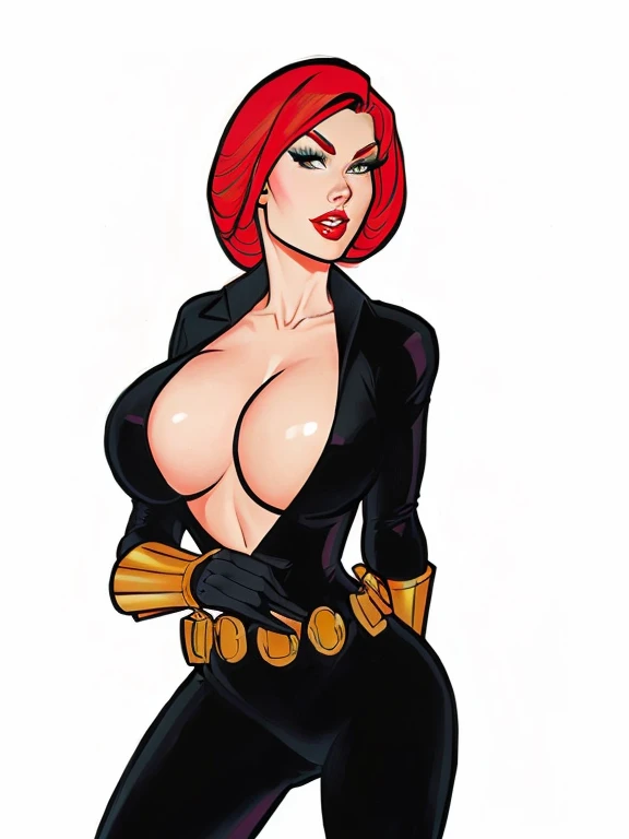 8k, a drawing of a woman in a black suit and gloves, Black Widow, inspired by Earle Bergey, comic book character, comic character, inspired by Bill Ward, wearing a black jumpsuit, comic character design, anya from the spy x family, by Hugh Hughes, vixen, comic book pinup style, 90s comic book character design, inspired by Bruce Timm, Jessica Coelho