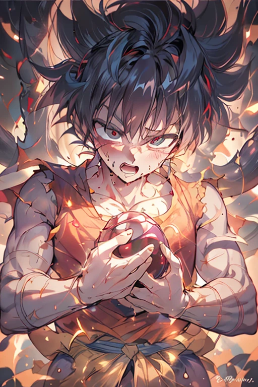 ((Two Humans)),((The face is Hiro Hamada from Big Hero Six.)),((Body: Son Goku from Dragon Ball)),Very large muscles,Purple Skin,Very big penis,armor,Black tentacles clinging to me,Young boy,Sexual,excited,Lust,erection,Sex,Insert,Sweaty,Drooling big penis clenching,