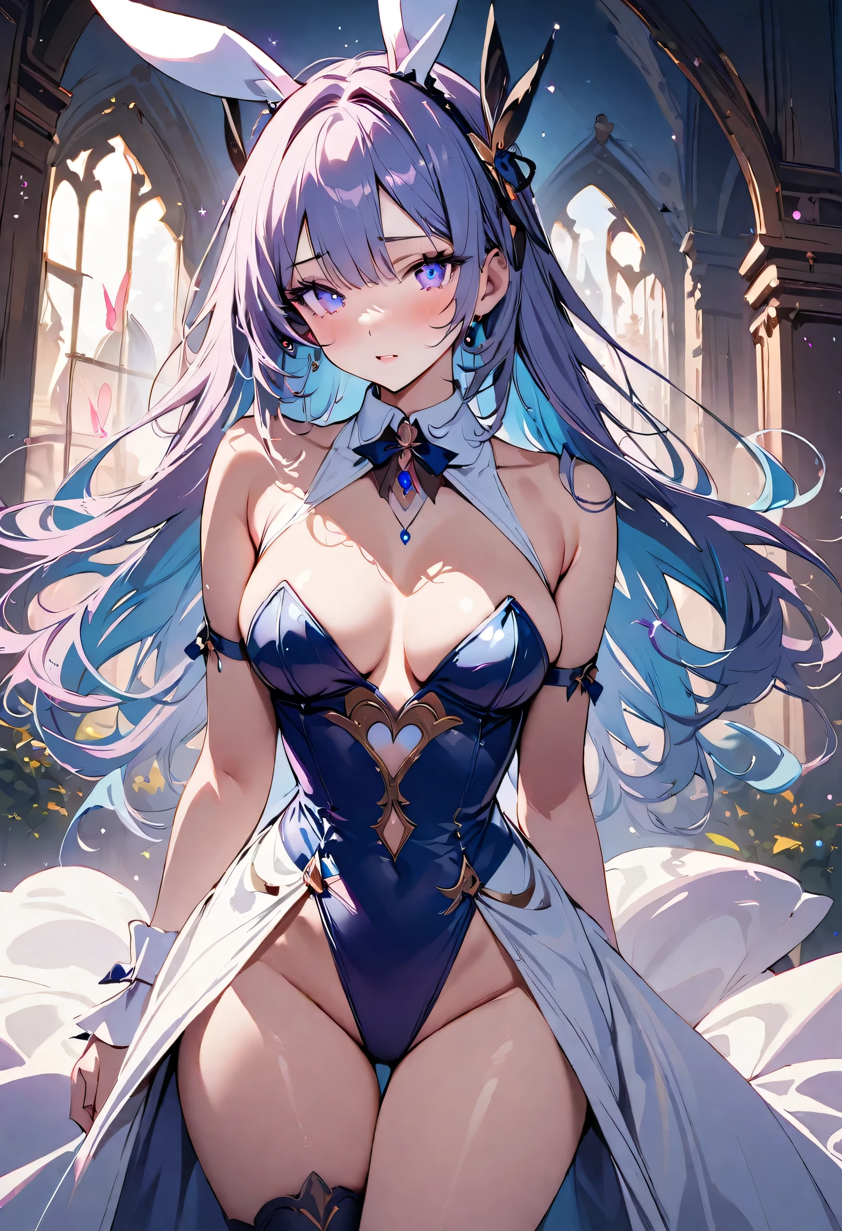 masterpiece, best quality, novel illustration, highres, 18+ mature content, sensual, intimate, emotional, passionate, romantic, sweet, endearing, innocent, pure, captivating, alluring, enticing, mysterious, enchanting, captivating, immersive, mesmerizing, dreamlike, surreal, imaginative, whimsical, artistic, avant-garde, timeless, elegant, sophisticated, chic, refined, unique, original, mesmerizing, magical, spellbinding, entrancing, ((cowboy shot)),((bunny girl:1.3))