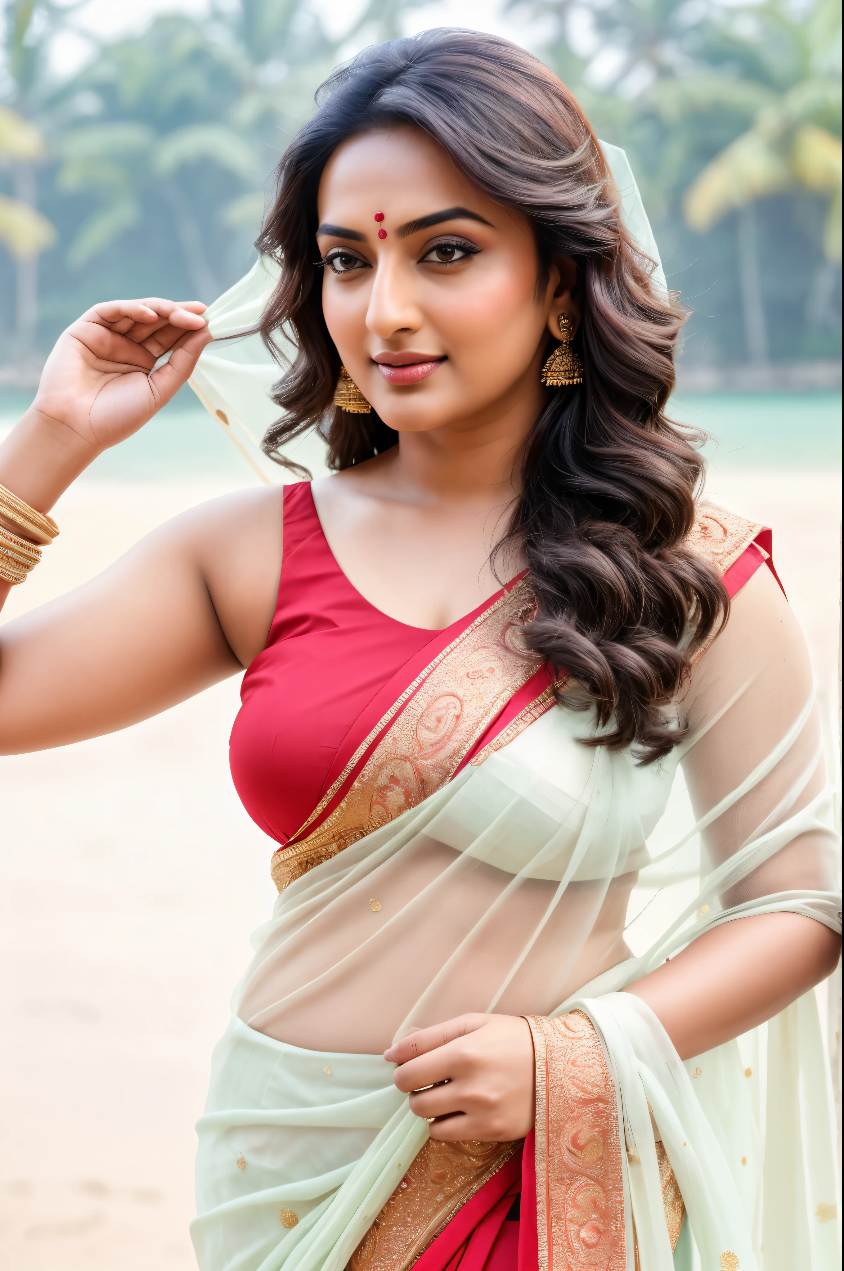 Foto RAW, photorealistic, photography, full body shot, master shot, perfect eyes, goddess like beauty, pierced eyes, perfect thick chubby mallu Desi aunty bhabhi, Wearing a Stanapatta, a chest-band.Saree model, model Photography, Indian saree shoot, Indian traditional wear advertising photography, traditional wear brand shoot, face of Indian actress Sonakshi Sinha, masterpiece, realistic, realism, incredible details, pleasure, photorealism, detailed skin, skin pores, high contrast, photorealistic Artstation 8k HD digital art trend of high definition and detailed realistic skin texture, ultra detail, realistic skin texture, armature, best quality, ultra high definition, (photorealistic:1.4),, high resolution, detail, raw photo, sweat, Re sharp, by Lee Jefferies Nikon D850 Film Stock Photo 4 Kodak Portra 400 Camera F1.6 Lens Rich Color Ultra Real Realistic Realistic Textures Dramatic Lighting Unreal Engine Trending at Art Station Cinestill 800,(pele altamente detalhada: 1.2), 8k UHD, DSLR, soft-lighting, alta qualidade, grain of film, Fujifilm XT3,she didn't like to wear blouse or bra, she is happy to wear only saree, she hates blouse or bra, detailed hairy armpits, hyper realistic skin, skin pores, sweat, veins,
