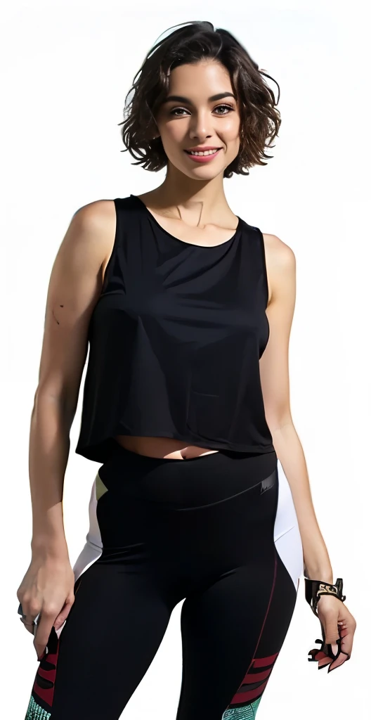 a woman in a preto crop top and leggings posing for a picture, wearing a preto cropped tank top, wearing a cropped preto tank top, she is wearing a preto tank top, preto, physicist : a menor barriga de todos os tempos, foto do produto, onyx, vestindo uma camiseta muscular, foto do produto, usando um top cropped y, full foto do produto, foto do produto