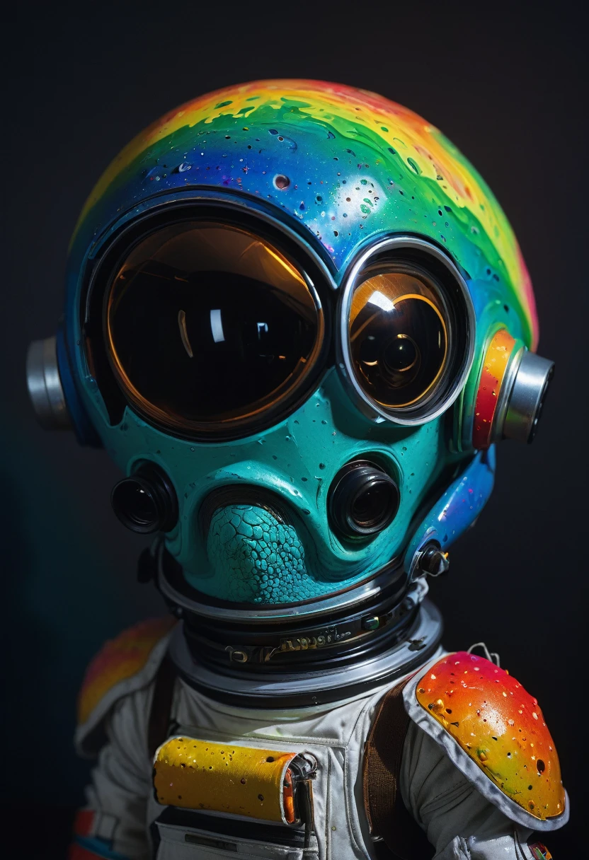 8K, ARTISTIC photogrAphy, best quAlity, mAsterpiece: 1.2), A (potrAit:1.2) Don Bluth Style ASTRONAUT Cthulhu black Toon Doll, full body RAW candid cinema, black dark hair, 16mm, color graded portra 400 film, remarkable color, ultra realistic, sad admosphere, dark lighting, oppressive atmosphere, depressive colors, kodak portra 400, photograph,r, Natural Light, Pinhead lighgts, blur reflection, Brush Strokes, Smooth, abstract, Splatter, Oil On Canvas, rainbow colors, fractal isometrics details bioluminescens : a stunning realistic photograph of wet bone structure, 3d render, octane render, intricately detailed, titanium decorative headdress, cinematic, trending on artstation | Isometric | Centered