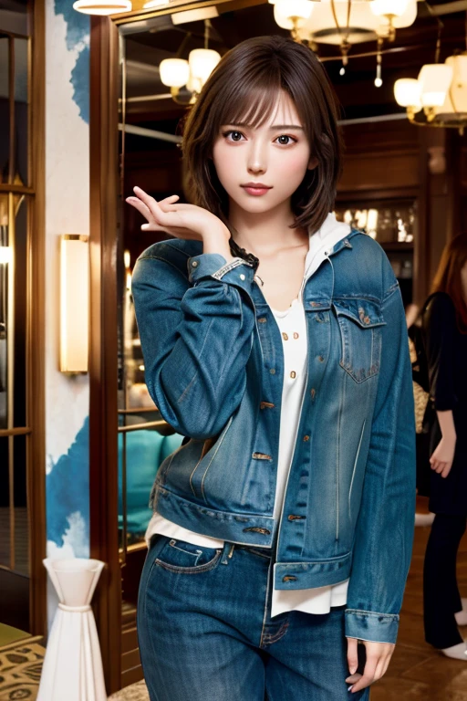 (masterpiece、highest quality、highest quality、Official Art、beautifulbeautiful:1.2)、(1 girl)、Extremely detailed、colorful、Most detailed、Official Art、unity 8k wallpaper、Very detailed、beautiful、highest quality、Short Bob, (Seductive pose:1.6), Perfect Anatomy:1.6