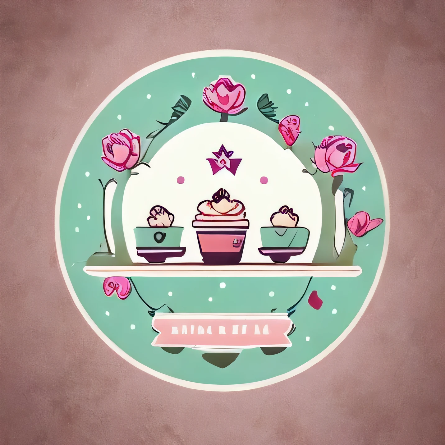 Logo similar to Starbucks, about an ice cream company, eine Eiscreamrose als Logo , im Hintergrund 3 Eiscream Waffeln, auf jeder dieser Waffeln ein Buchstabe abgebildet von dem Wort Eis, Logo Material, Farben (green, mint, Pink, rosa) Name Rose Eis