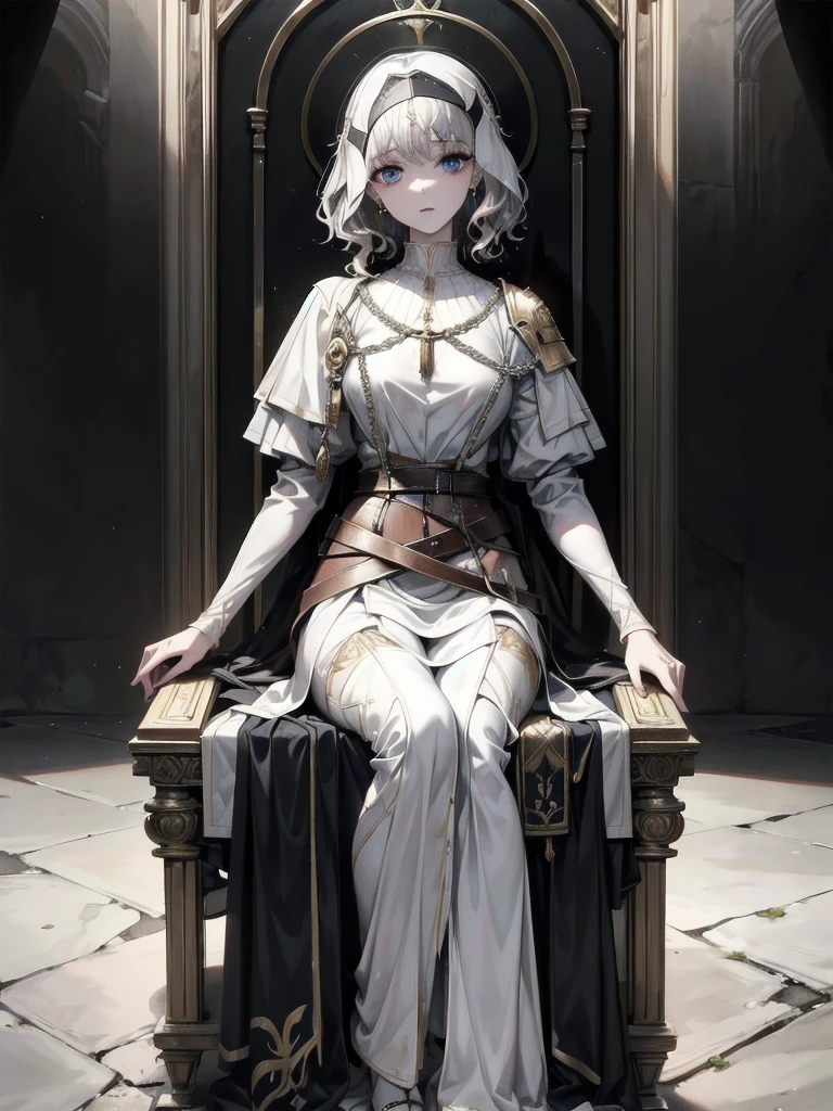 full body, Joan of Arc, absurdres, RAW photo, extremely delicate and beautiful, masterpiece, Best Quality, ultra high resolution, 32k, hyperrealistic, ultra-detailed, perfect figure, detailed description, pale skin, 20 years old, detailed beautiful face and eyes, tearful mole, earring, short medium hair, wavy hair, 