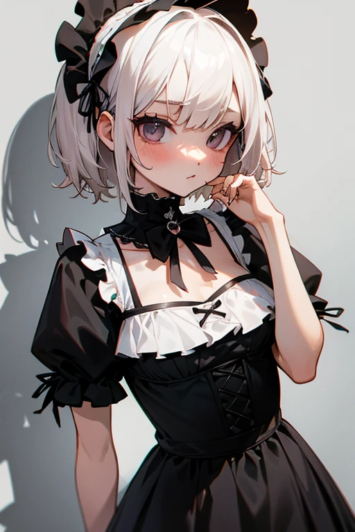 Short white hair, blush, Gothic Lolita、Punk Fashion、Swimwear、
