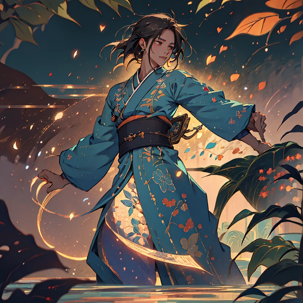(Fidelity: 1.4), (Kimono)), Big Sleeves, Small Rings, Kan Tashi, Mole Under Eyes, Denim Lens, Bokeh, Perspective Shortening, Negative Space, Chiaroscuro, Depth of Field, Ray Tracing, Masterpiece, Anatomically Correct, Textured Skin, Best Quality, 8K, Ultra HD, ACcurate