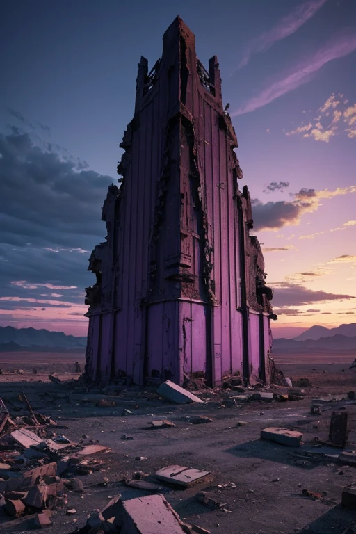 highest quality、Desolate Earth、wreckage、Purple Sky、Surrealism