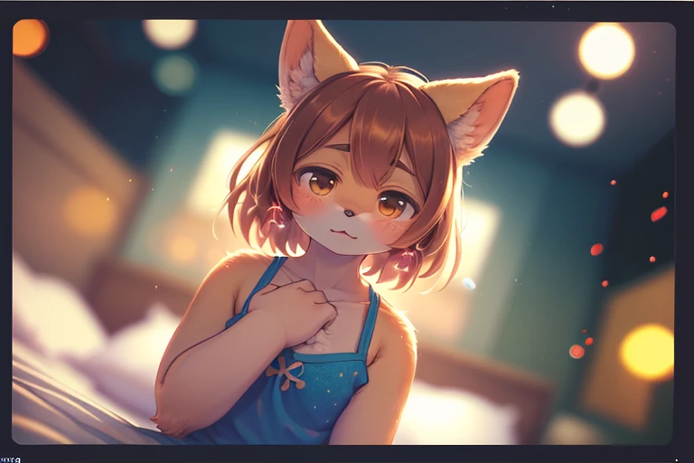 (Mika Ninagawa style:1.3) , (blurry, bokeh:1.6) , Rule of thirds , The decisive moment , Shallow depth of field , rule of thirds , (Polaroid , lomography vivid color negative film , Cross Process , soft focus , high key:1.3) , (Bokeh) , realistic hairy fur , round eyes , looking away , 1970s artistic pornography , Middle age ladys , inside hotel room , bare body line , Sexy hand movements , Positions that emphasize the whole body line , hide private parts , camisole , Film Sprocket