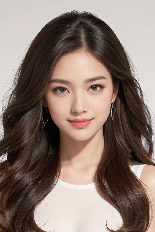 highest quality、4K、Perfect Face、Perfect Style、Sunburn、Long Layer Hair、beautiful、stylish appeal、Mature、Curly Hair、Swept-back hair、break fast、Charming smile、