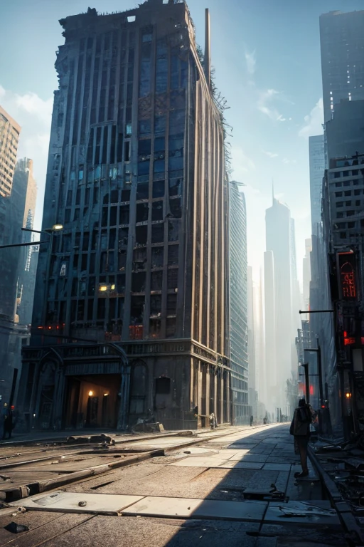 highest quality、A ruined futuristic city、dim、Surrealism