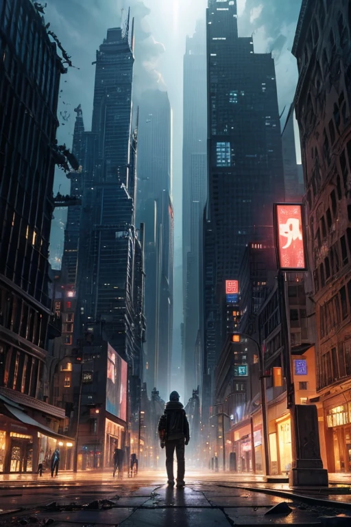 highest quality、A ruined futuristic city、dim、Surrealism